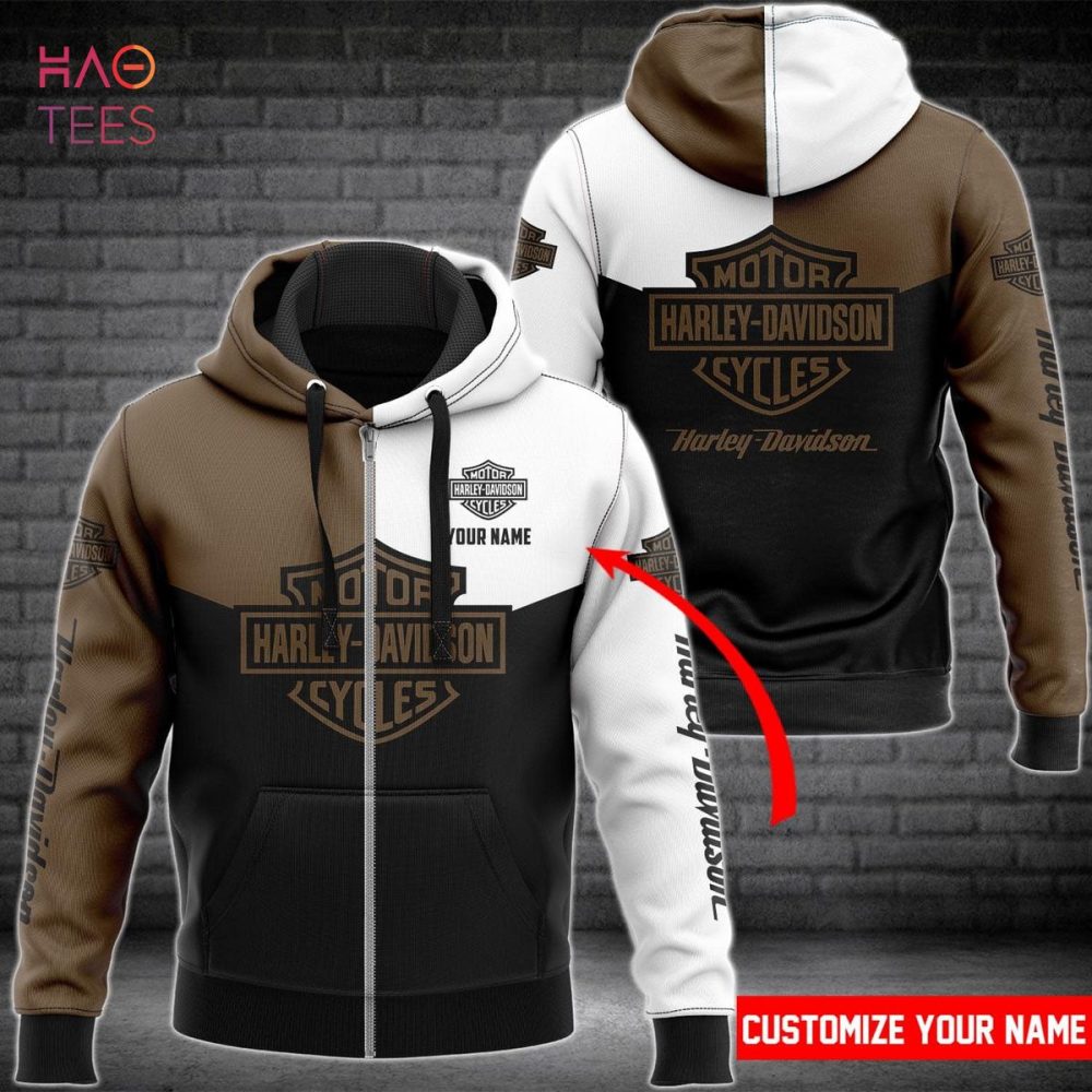 Harley Davidson White Black Brown Luxury Hoodie Limited Edition