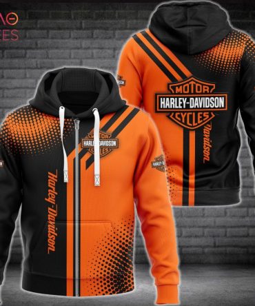 Harley Davidson Black Mix Orange Luxury Hoodie Limited Edition