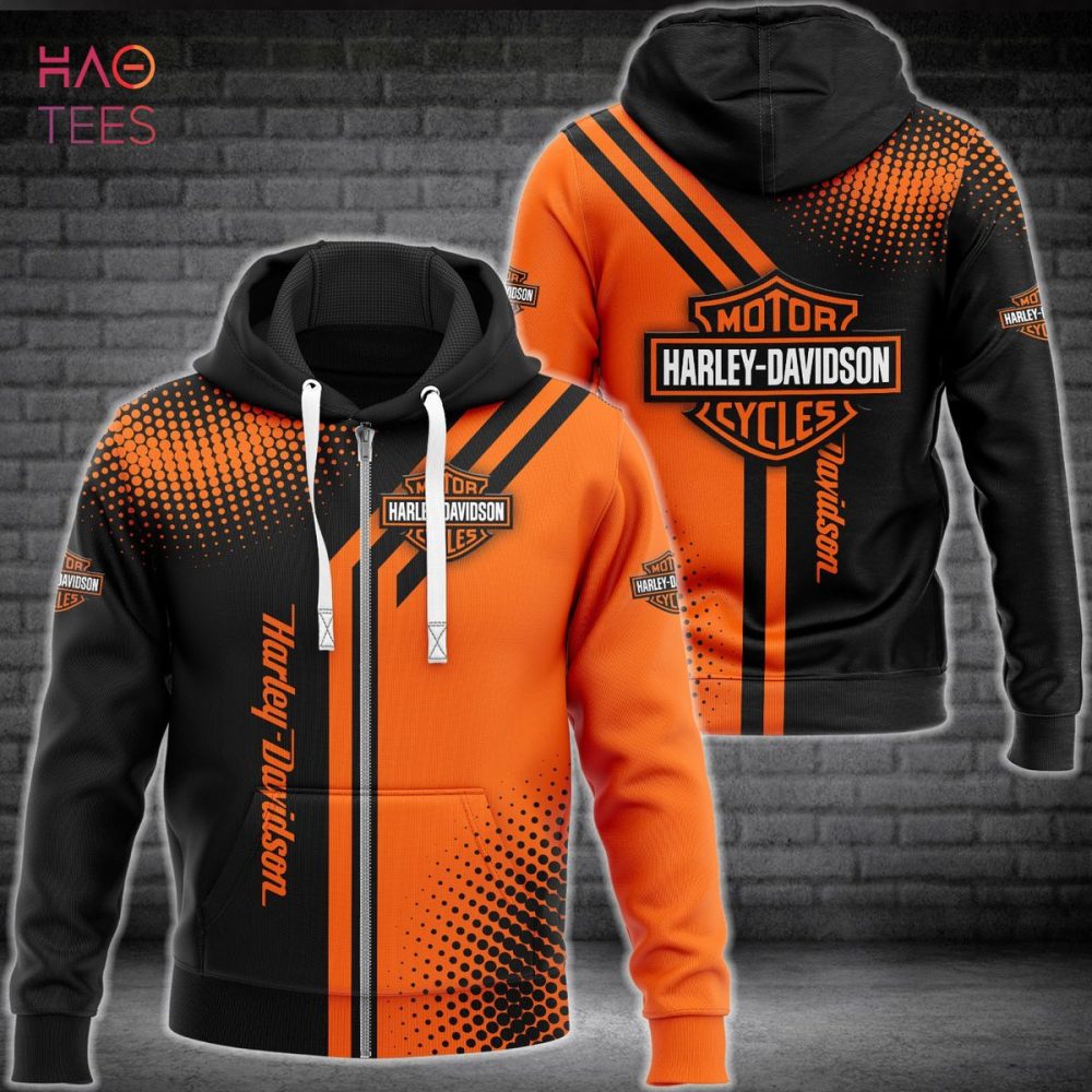 Harley Davidson Black Mix Orange Luxury Hoodie Limited Edition