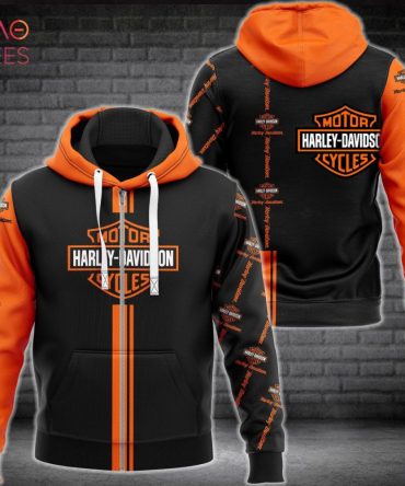Harley Davidson Luxury Brand Black Orange Hoodie Limited Edition