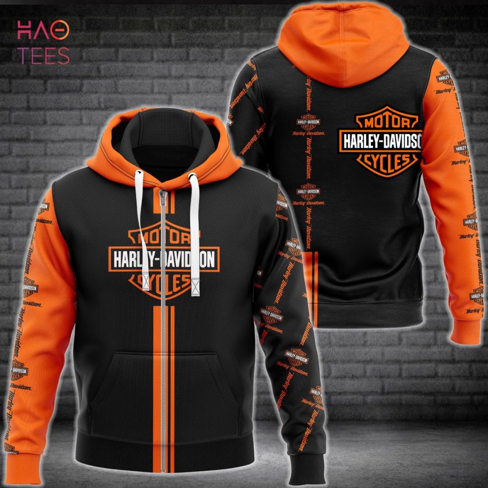 Harley Davidson Luxury Brand Black Orange Hoodie Limited Edition