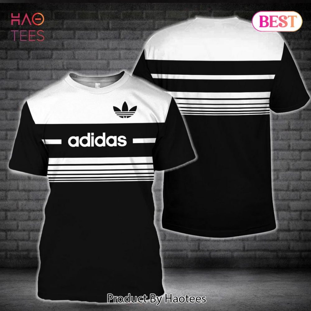 Adidas 3D T-Shirt Black And White Half Stripe