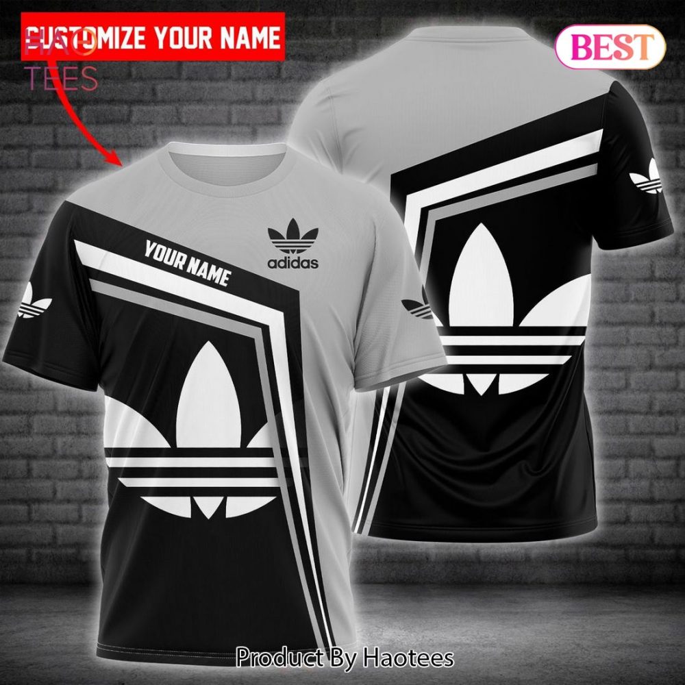 Adidas Brand Black Grey 3D T-Shirt Limited Edition