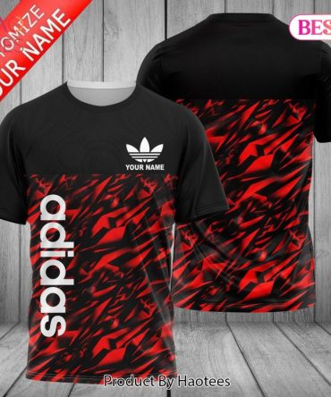 Adidas Brand Red Black 3D T-Shirt Limited Edition