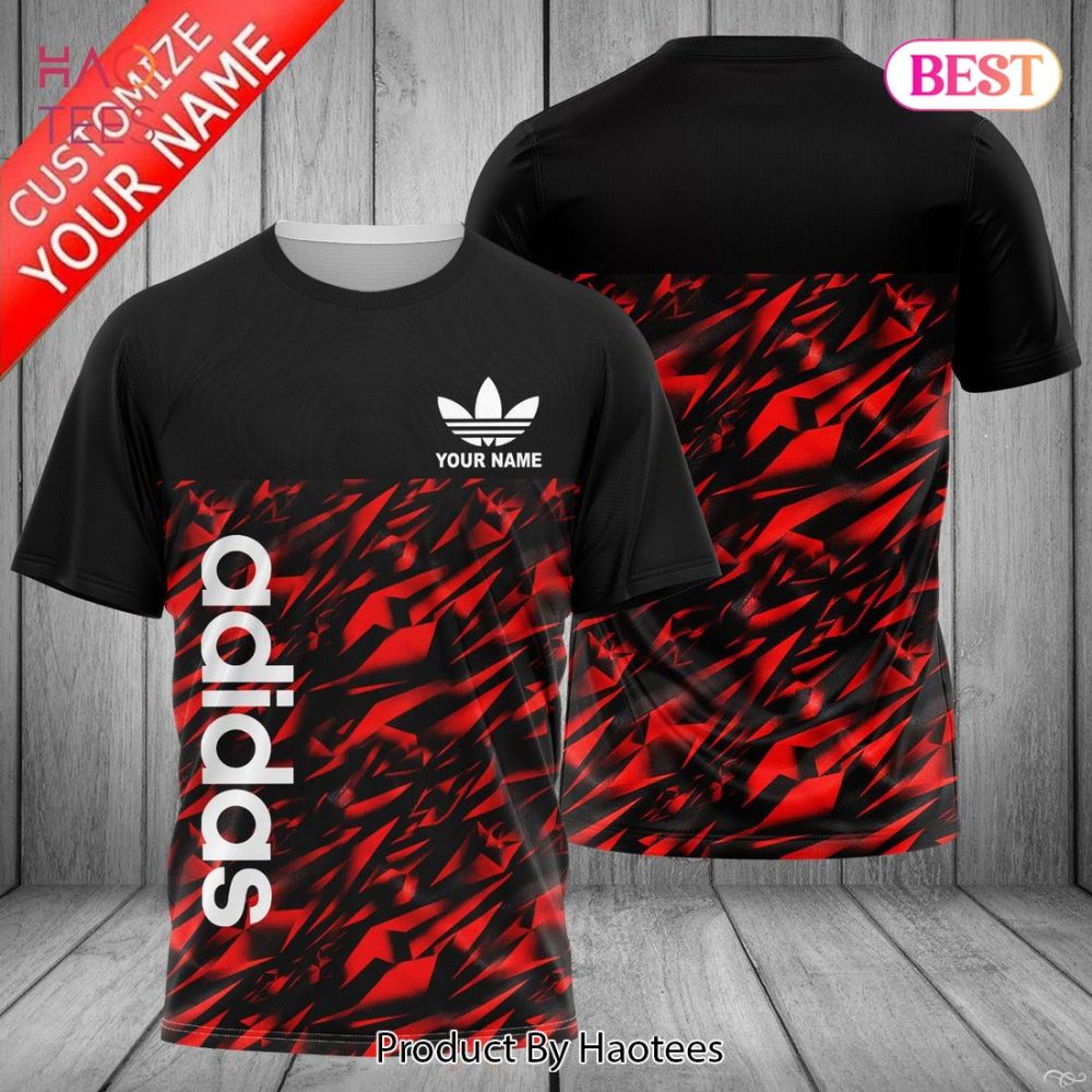 Adidas Brand Red Black 3D T-Shirt Limited Edition