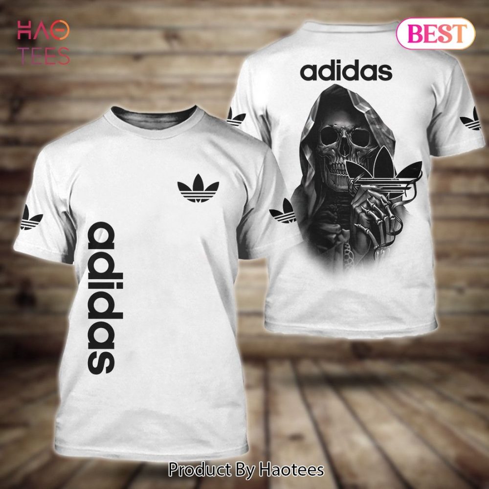 Grim Reaper White Background Adidas 3D T-Shirt