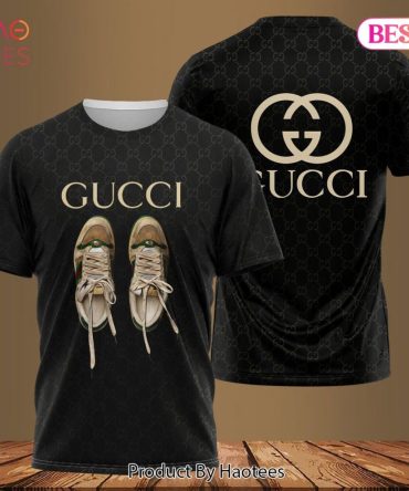 Gucci Black Shoe Print 3D T-Shirt