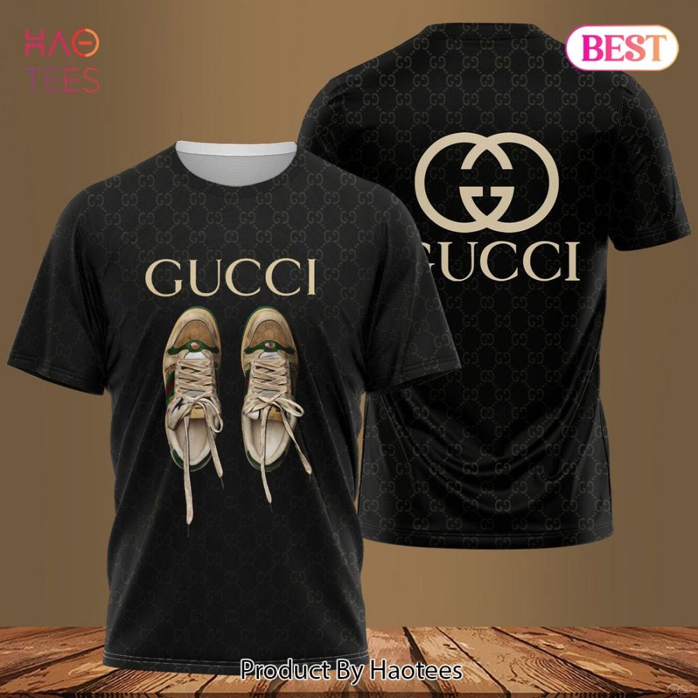 Gucci Black Shoe Print 3D T-Shirt