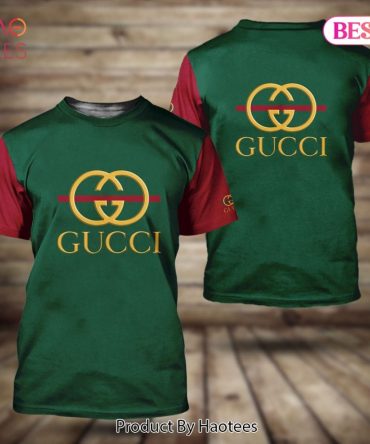 Gucci Green Color Mix Red Sleeve 3D T-Shirt Limited Edition