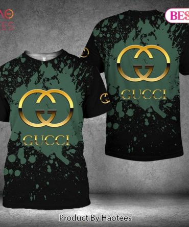 Gucci Brand Gold Logo Green Paint Flakes