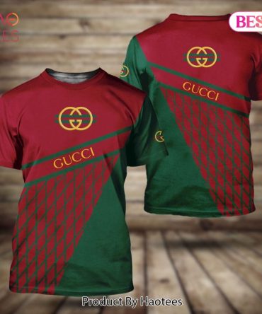 Gucci Brand Red Mix Green 3D T-Shirt Limited Edition