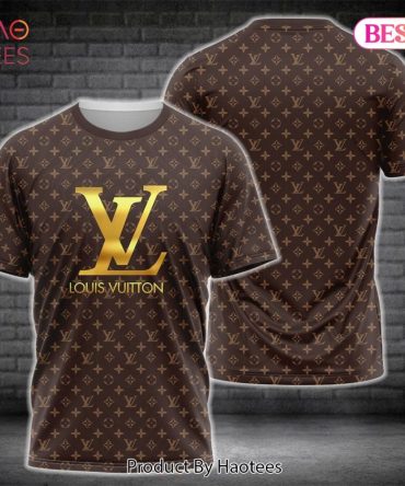Louis Vuitton Gold Logo Brand 3D T-Shirt
