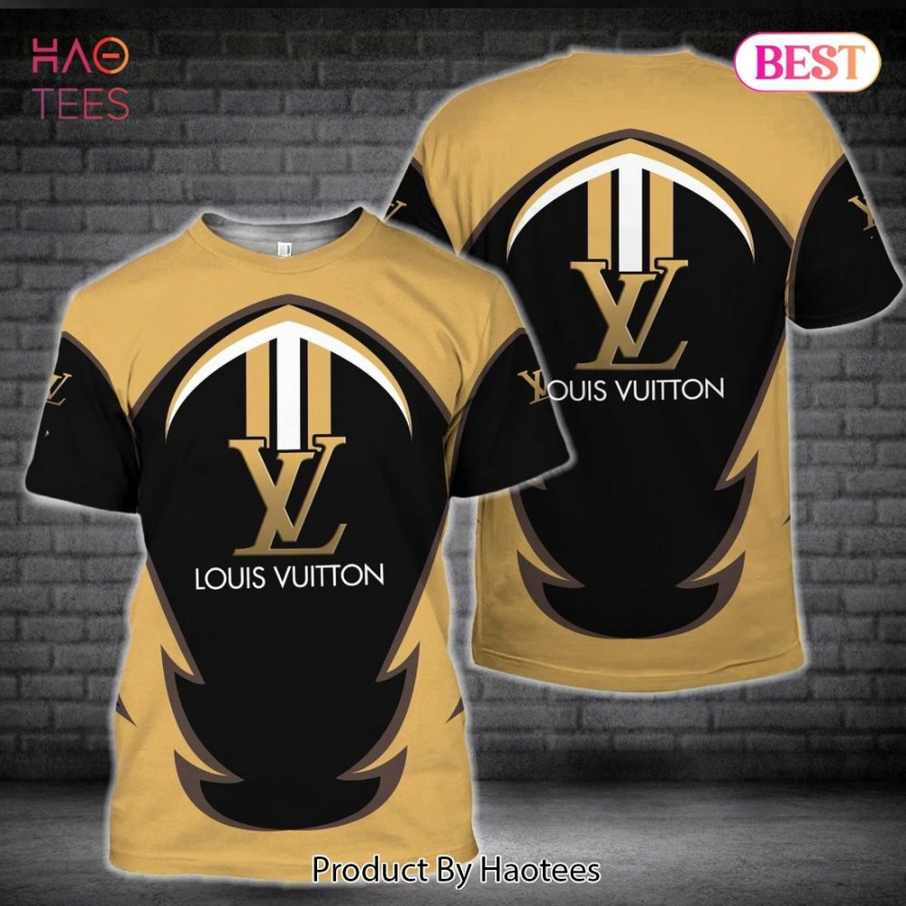 Louis Vuitton Brand Unique Pattern Black Gold 3D T-Shirt Limited Edition