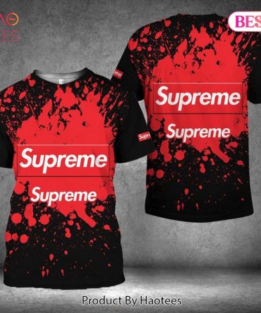 Supreme Black Mix Red Paint Flakes Brand 3D T-Shirt