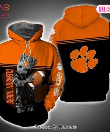 Baby Groot Hug Ball Clemson Tigers 3D Hoodie Clemson Tigers Unique Gifts