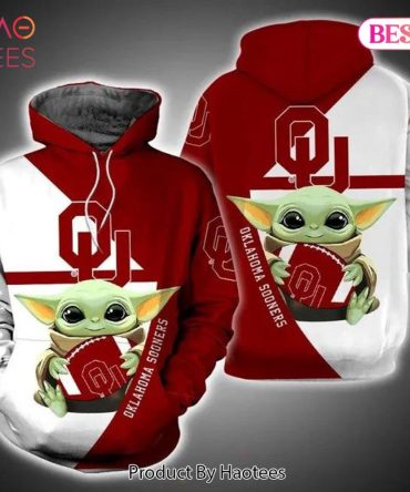Baby Yoda Hug Ball Oklahoma Sooners 3D Hoodie Cool Oklahoma Sooners Gifts