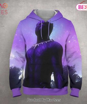 Black Panther Purple Over Print 3D Hoodie