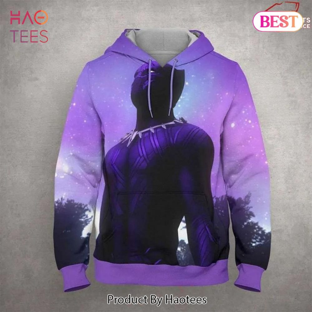 Black Panther Purple Over Print 3D Hoodie