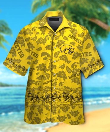 Iowa Hawkeyes Short Sleeve Button Up Tropical Hawaiian Shirt Ver01