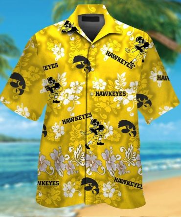 Iowa Hawkeyes Short Sleeve Button Up Tropical Hawaiian Shirt Ver011