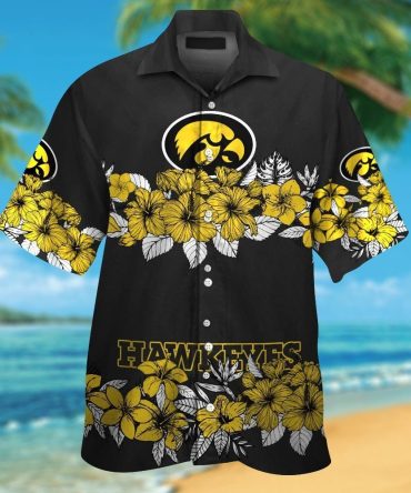 Iowa Hawkeyes Short Sleeve Button Up Tropical Hawaiian Shirt Ver012
