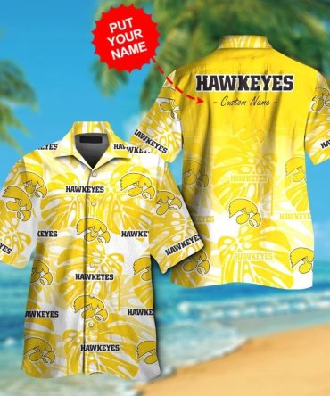 Iowa Hawkeyes Short Sleeve Button Up Tropical Hawaiian Shirt Ver015