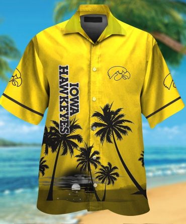 Iowa Hawkeyes Short Sleeve Button Up Tropical Hawaiian Shirt Ver016