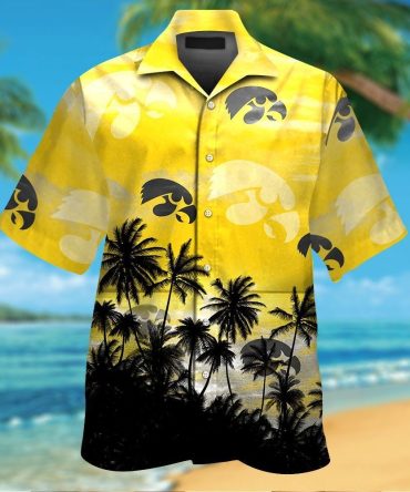 Iowa Hawkeyes Short Sleeve Button Up Tropical Hawaiian Shirt Ver018