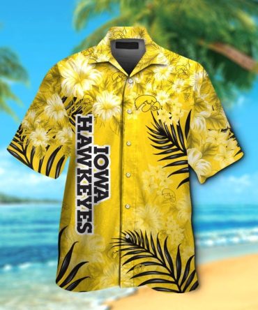 Iowa Hawkeyes Short Sleeve Button Up Tropical Hawaiian Shirt Ver02
