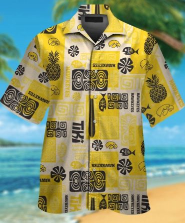 Iowa Hawkeyes Short Sleeve Button Up Tropical Hawaiian Shirt Ver020