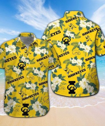 Iowa Hawkeyes Short Sleeve Button Up Tropical Hawaiian Shirt Ver024