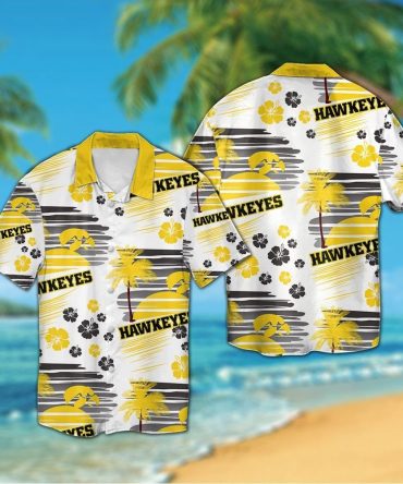 Iowa Hawkeyes Short Sleeve Button Up Tropical Hawaiian Shirt Ver027