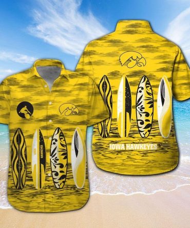 Iowa Hawkeyes Short Sleeve Button Up Tropical Hawaiian Shirt Ver028