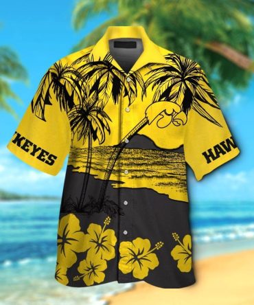 Iowa Hawkeyes Short Sleeve Button Up Tropical Hawaiian Shirt Ver030