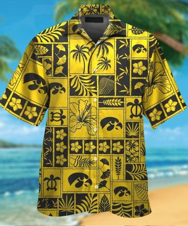 Iowa Hawkeyes Short Sleeve Button Up Tropical Hawaiian Shirt Ver032