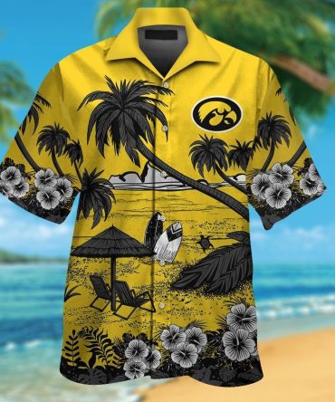 Iowa Hawkeyes Short Sleeve Button Up Tropical Hawaiian Shirt Ver06