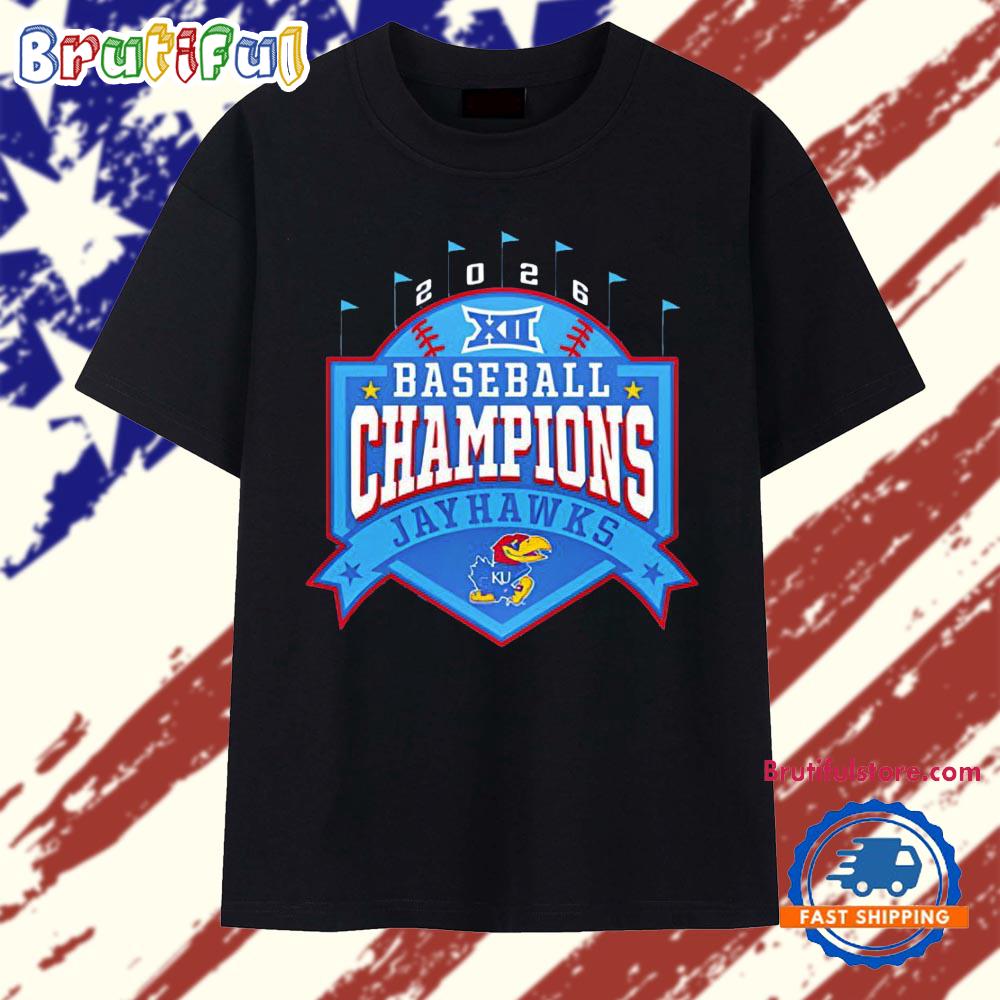 Kansas Jayhawks Big 12 Baseball Regular Season Champions 2026 Logo T Shirt