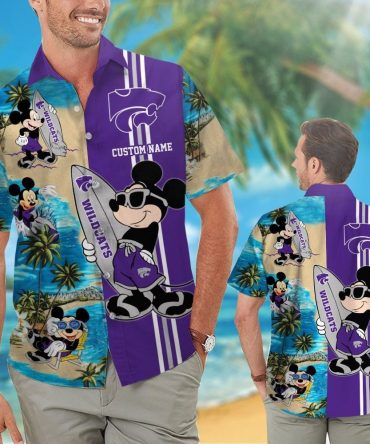 Kansas State Wildcats Mickey Name Personalized Tropical Hawaiian Shirt