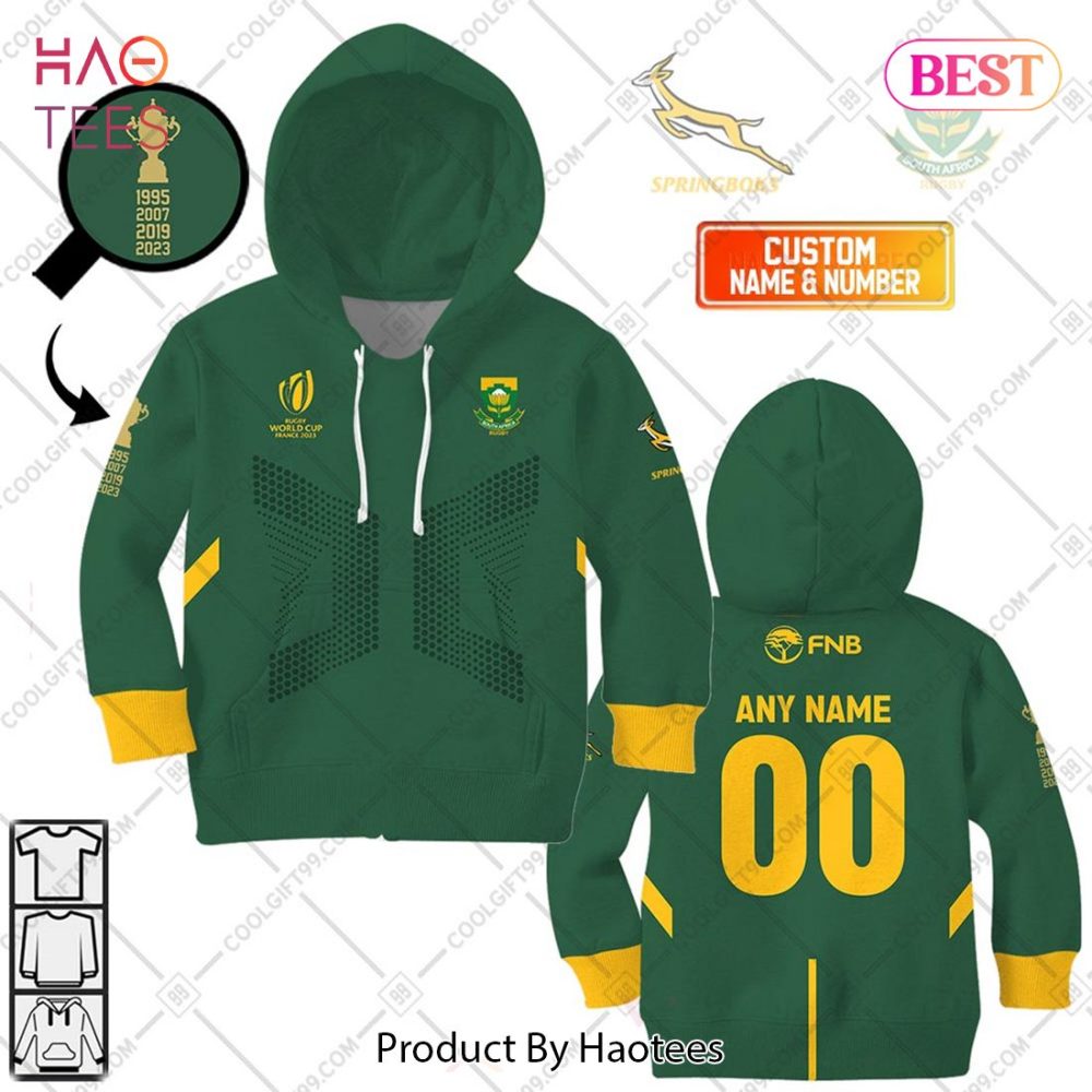 Kid Rugby World Cup 2023 Champion Springboks South Africa Rugby Home Jersey Style Kid Hoodie, T-Shirt, Zip Hoodie, Sweatshirt