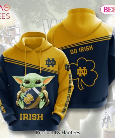 Baby Yoda Notre Dame Fighting Irish 3D Hoodie Gift For Notre Dame Fans