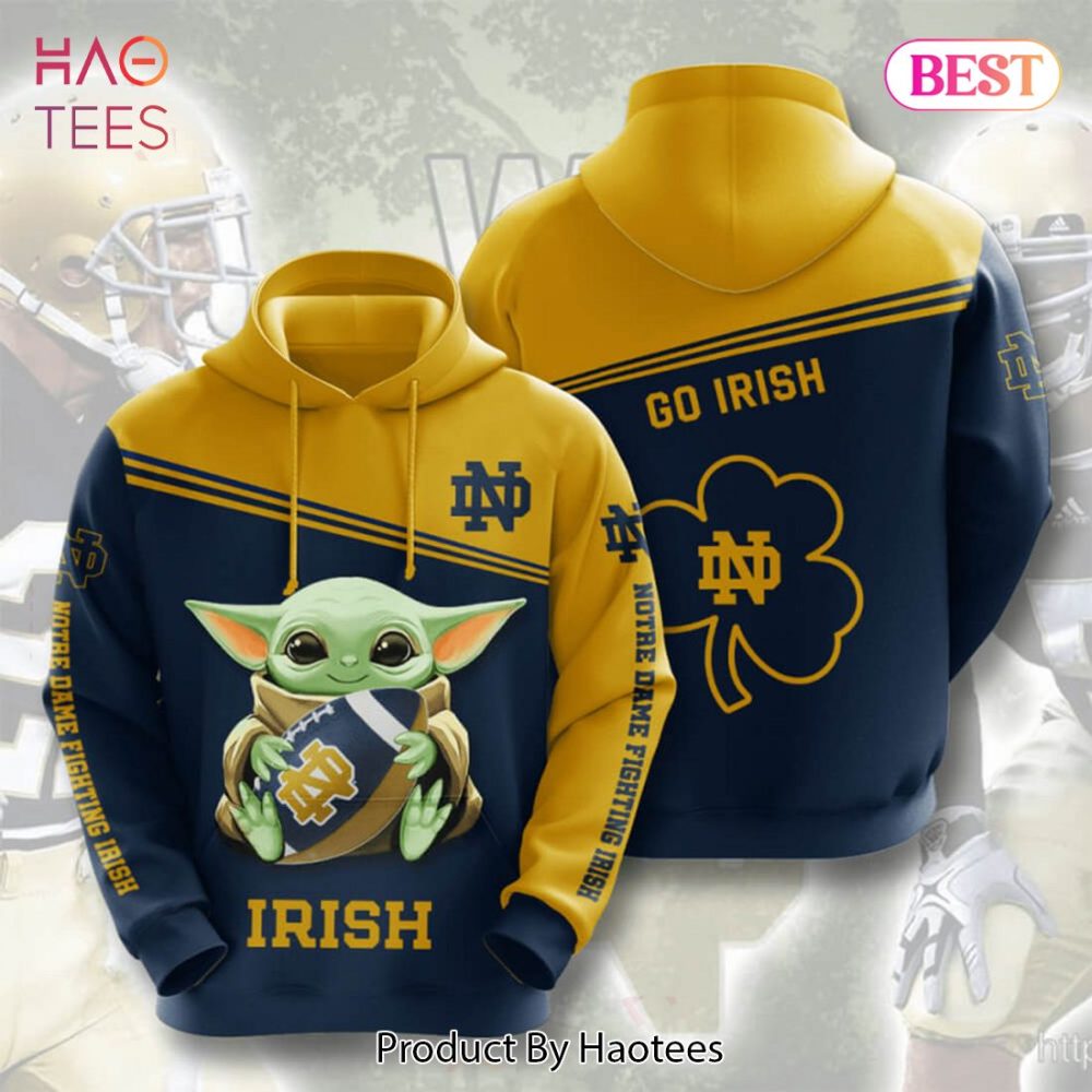 Baby Yoda Notre Dame Fighting Irish 3D Hoodie Gift For Notre Dame Fans