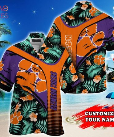 Clemson Tigers Customized Summer Hawaiian Shirt, With Tropical Pattern For Fans