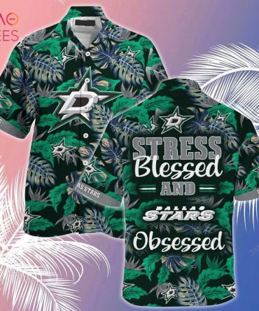 Dallas Stars Nhl-Summer Hawaiian Shirt, Stress Blessed Obsessed For Fans