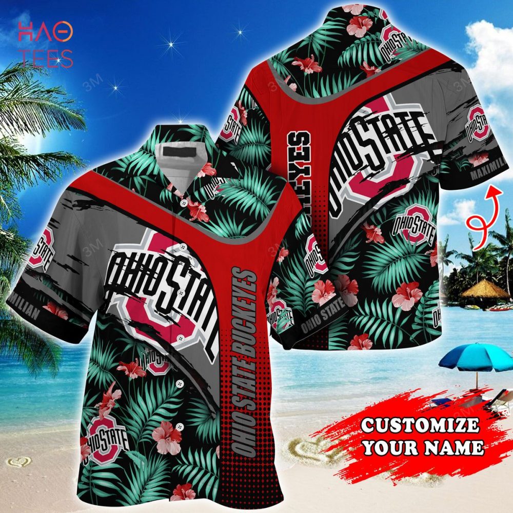 Ohio State Buckeyes Customized Summer Hawaiian Shirt, With Tropical Pattern For Fans