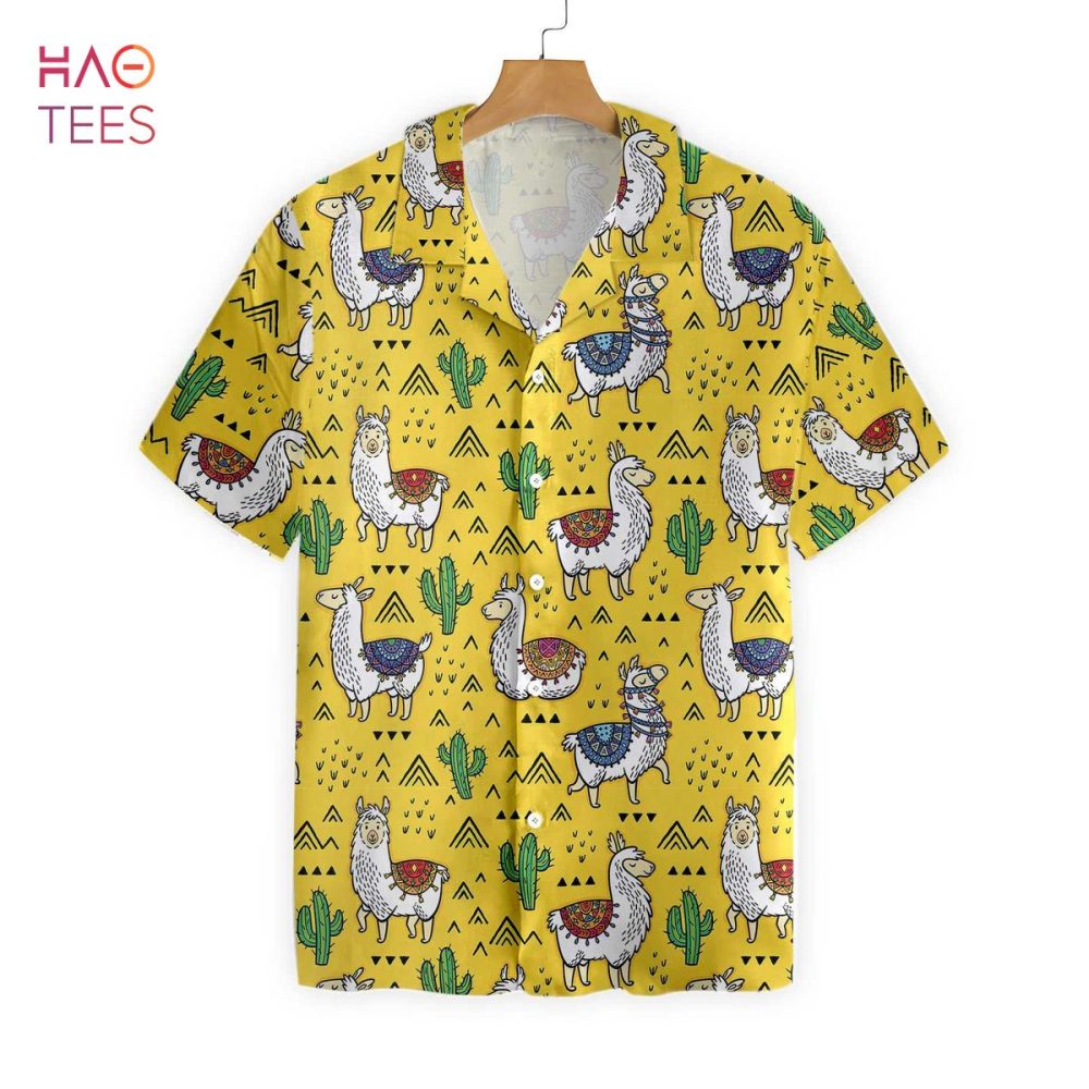 Llamas Cactuses Hawaiian Shirt - Image 2
