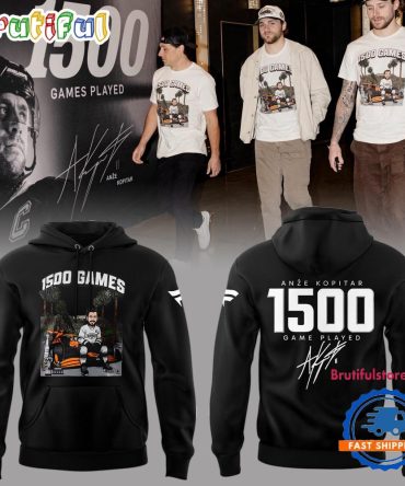 Los Angeles Kings Anze Kopitar 1500 Game Play Black Hoodie