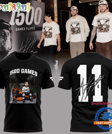 Los Angeles Kings Anze Kopitar 1500 Game Play Black T Shirt