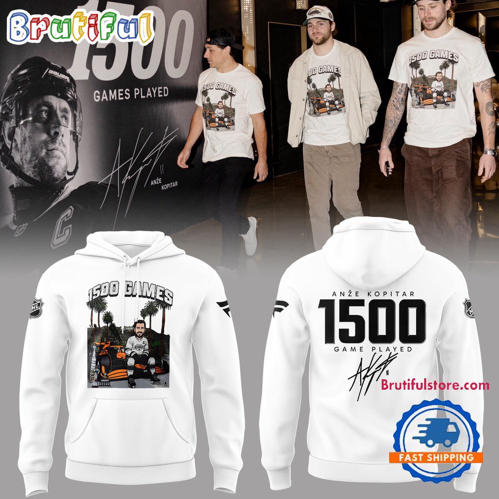 Los Angeles Kings Anze Kopitar 1500 Game Play Limited Edition Hoodie