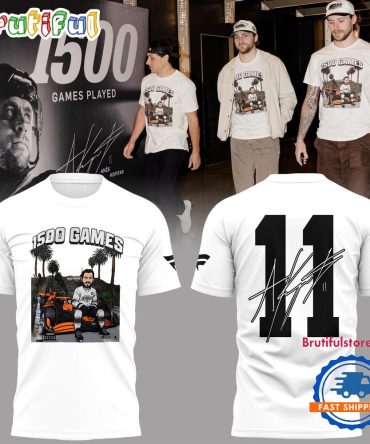 Los Angeles Kings Anze Kopitar 1500 Game Play White T Shirt