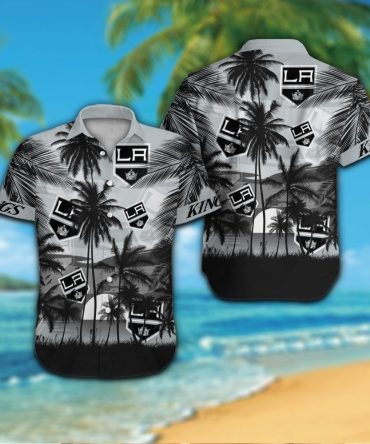 Los Angeles Kings Short Sleeve Button Up Tropical Hawaiian Shirt